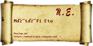 Mátéfi Ete névjegykártya